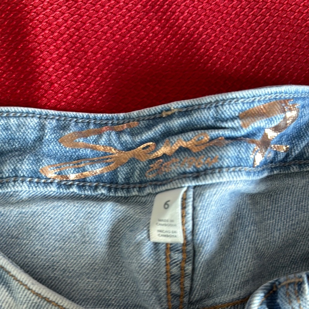 Seven 7 Light Blue Distressed Denim Shorts - Picture 3 of 4